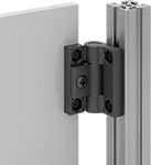 Image of ProductInUse. Front orientation. T-Slotted Framing and Fittings. Hinges for T-Slotted Framing, Hinges, Rail-to-Panel.