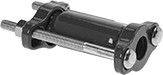 Image of Product. Connector with 2 Bolts. Front orientation. Pipe and Fittings. High-Pressure Iron and Steel Clamp-On Pipe Fittings for Drinking Water, Straight Connectors with Gasket, Clamp On.