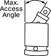 Image of Attribute. Front orientation. Contains Annotated. 25° Maximum Access Angle. Impact Flex Socket Adapters.