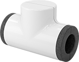 Image of Product. Front orientation. Pipe Insulation. Fiberglass Pipe Insulation, Slit Tees, PVC Jacket.