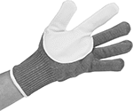 Image of ProductInUse. Glove with Reinforced Index Finger, Palm, and Thumb. Front orientation. Gloves. Food Service Cut-Protection Gloves.