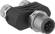 Image of Product. M12 Plug. Front orientation. Metric Circular Connectors. M12 Connectors, Wye Adapters.