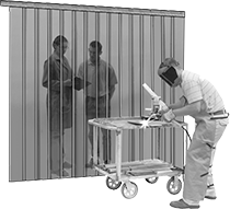 Image of ProductInUse. Front orientation. Curtains. See-Through Welding Strip Curtains.