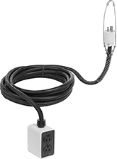 Image of Product. Front orientation. Extension Cords. Suspendable Extension Cords with Outlet Box.
