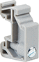 Image of Product. Screw On Rail Stops for DIN 2 Rails. Front orientation. DIN Rail Stops. For DIN 2 Rails, Screw On.