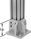 Image of Product. Front orientation. Contains Annotated. T-Slotted Framing and Fittings. Feet for T-Slotted Framing, Corner Base Plates, For Single, Double, and Quad Rails.