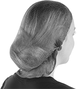 Image of ProductInUse. Back orientation. Hair Covers. Disposable Hair Covers , Mesh, Neck Guard.