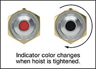 Image of ProductInUse. Front orientation. Contains Annotated, Border, MultipleImages. Hoist Rings. Tension-Indicating Hoist Rings—For Lifting.