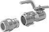 Metal Cam-and-Groove Hose Couplings with Shut-Off Valve for Water