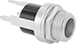 Image of Product. Front orientation. Power Connectors. Vibration-Resistant Barrel DC Connectors, Circuit-Board-Mount Female Receptacles.