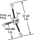 Image of Product. Front orientation. Contains Annotated. Vise Handles. Milling-Machine Vise Handles, Three-Arm Handle.