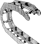 Image of ProductInUse. Front orientation. Cable and Hose Carriers. Heavy Duty Open Cable and Hose Carriers.