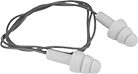 Image of Product. Front orientation. Earplugs. Reusable Earplugs , Cord, Ribbed Cone.