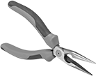 Image of Product. Front orientation. Long-Nose Pliers. Long-Nose Pliers, Standard Nose with Flat Jaw, Ultra Grip.