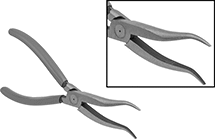 Image of Product. Front orientation. Contains Inset. Long-Nose Pliers. Double-Bent Nose Pliers, Standard Nose with Flat Jaw, Cushion Grip, 40° Jaw Bend.