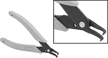 Image of Product. Front orientation. Contains Inset. Long-Nose Pliers. Bent-Nose Pliers, Slim Nose with Flat Jaw, Cushion Grip, 90° Jaw Bend.