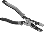 Image of Product. Front orientation. Wire-Gripping Pliers. Electricians' Wire-Gripping Pliers, Flat Jaws with Wire Cutter, Stripper, Crimper, Screw Cutter, and Cable Cutter (Ultra Grip).