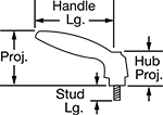 Image of Attribute. Front orientation. Contains Annotated. Adjustable Handles. Comfort-Grip Adjustable Handles, Threaded Stud.