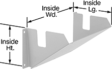 Image of Product. Front orientation. Contains Annotated. Wheel Chock Holders. Style A.