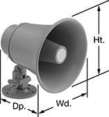 Image of Product. Front orientation. Contains Annotated. Speakers. Horn-Shaped Speakers, Style A.