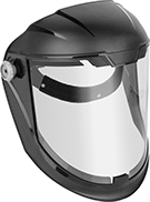 Image of Product. Front orientation. Face Shields. Face Shields, Ratchet Adjustment, Side Guards.