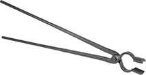 Image of Product. Curved Jaw with Cylindrical Tip. Front orientation. Tongs. Forging, Curved Jaw, Cylindrical Tip.