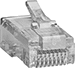 Image of Product. Front orientation. RJ45 Connectors. Unshielded Easy-Install Crimp-On RJ45 Connectors.