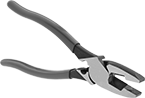 Image of Product. Front orientation. Wire-Gripping Pliers. Electricians' Wire-Gripping Pliers, Flat Jaws with Wire Cutter and Crimper (Cushion Grip).