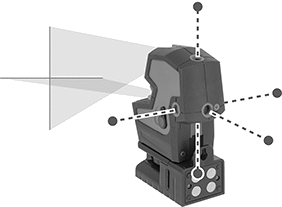Image of ProductInUse. 5 Dots (Back View). Back orientation. Laser Levels. Combination Crosshair Line and Multiple Dot Automatic Leveling Laser Levels, 5 Dots.