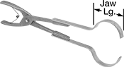 Image of Product. Front orientation. Contains Annotated. Tongs. Glassware Tongs, Curved Jaw.
