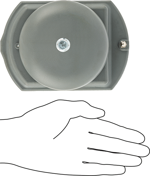 Image of Product. Front orientation. Contains SizingReference. Bell, 120V AC, 4-1/4" Diameter.