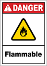 Image of Product. Front orientation. Signs. Illustrated Hazardous Material Signs, Danger—Flammable with Flame Symbol (English).