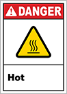 Image of Product. Front orientation. Signs. Illustrated Hazardous Material Signs, Danger—Hot (English).