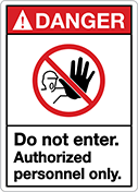 Image of Product. Front orientation. Signs. Illustrated Restricted Area Signs, Danger—Do Not Enter Authorized Personnel Only (English).