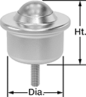 Image of Product. Front orientation. Contains Annotated. Ball Transfers. Stud-Mount Ball Transfers, Style C.