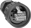 Image of Product. Front orientation. RJ45 Connectors. Screw-Together Wet-Location RJ45 Connectors and Cords, Screw-Together Crimp-On Plugs.