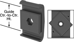 Image of Product. Front orientation. Contains Annotated, Inset. Conveyor Guide Clamps. Style R.