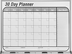 Image of Product. Front orientation. Calendars. Dry Erase Calendar Boards, For 30 Days.