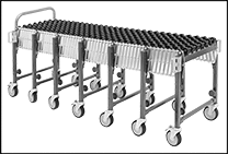 Image of Product. Shown Retracted. Front orientation. Contains Border. Conveyors. Flexible Skate Wheel Conveyors.