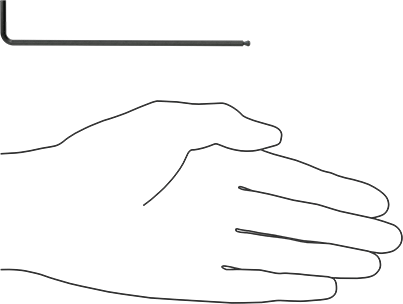 Image of Product. Side1 orientation. Contains SizingReference. Black-Oxide Alloy Steel Easy-Align Ball-Tip L-Key, 2.5 mm Hex Drive Size, 4-9/16" Overall Length.