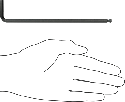 Image of Product. Side1 orientation. Contains SizingReference. Black-Oxide Alloy Steel Easy-Align Ball-Tip L-Key, 5 mm Hex Drive Size, 6-9/16" Overall Length.