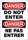 Image of Product. Front orientation. Signs. Restricted Area Signs, Danger—Do Not Enter/Danger—Ne Pas Entrer (English/French).