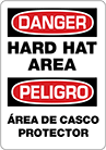 Image of Product. Front orientation. Signs. Personal Protective Equipment Signs, Danger—Hard Hat Area/Peligro—Área de casco protector (English/Spanish).
