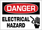 Image of Product. Front orientation. Signs. Illustrated Electrical Hazard Signs, Danger—Electrical Hazard (English)—Black/Red/White Header.