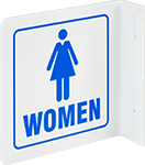 Image of Product. Front orientation. Signs. Flange-Mount Restroom Signs, Two-Way View, Women with Women Symbol (English).