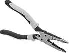 Image of Product. Front orientation. Long-Nose Pliers. Strip and Crimp Long-Nose Pliers, Standard Nose with Flat Jaw, Ultra Grip.