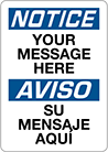 Image of Product. Front orientation. Signs. Made-to-Order Accident Prevention Signs, Notice/Aviso—Made-to-Order (English/Spanish).