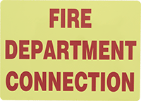 Image of Product. Fire Department Connection

(English)—Glow-in-the-Dark Green

with Red Message. Front orientation. Signs. Glow-in-the-Dark Fire Equipment Signs, Fire Department Connection (English)—Glow-in-the-Dark Green with Red Message.