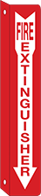 Image of Product. Fire Extinguisher with

Arrow (Red with Red/White

Message—Rectangle)—Two-Way

View. Front orientation. Signs. Flange-Mount Fire Equipment Signs, Fire Extinguisher with Arrow (Red with Red/White Message—Rectangle)—Two-Way View.