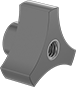 Image of Product. Style 3. Front orientation. Style 3. Threaded Through-Hole Knobs, Three-Arm Grip.